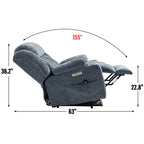 Fauteuil inclinable et massant à 8 points avec relevage électrique en chenille, chauffage de la taille, ports USB et porte-gobelet en acier inoxydable