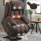 Fauteuil inclinable et massant à 8 points avec relevage électrique en chenille, chauffage de la taille, ports USB et porte-gobelet en acier inoxydable