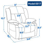 Fauteuil inclinable et massant à 8 points avec relevage électrique en chenille, chauffage de la taille, ports USB et porte-gobelet en acier inoxydable