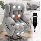 Fauteuil inclinable et massant à 8 points avec relevage électrique en chenille, chauffage de la taille, ports USB et porte-gobelet en acier inoxydable