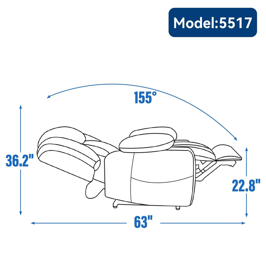 Fauteuil inclinable et massant à 8 points avec relevage électrique en chenille, chauffage de la taille, ports USB et porte-gobelet en acier inoxydable
