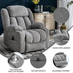 Fauteuil inclinable et massant à 8 points avec relevage électrique en chenille, chauffage de la taille, ports USB et porte-gobelet en acier inoxydable