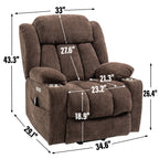 Fauteuil inclinable et massant à 8 points avec relevage électrique en chenille, chauffage de la taille, ports USB et porte-gobelet en acier inoxydable
