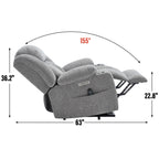 Fauteuil inclinable et massant à 8 points avec relevage électrique en chenille, chauffage de la taille, ports USB et porte-gobelet en acier inoxydable