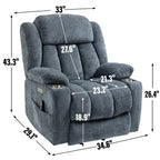 Fauteuil inclinable et massant à 8 points avec relevage électrique en chenille, chauffage de la taille, ports USB et porte-gobelet en acier inoxydable