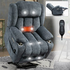 Fauteuil inclinable et massant à 8 points avec relevage électrique en chenille, chauffage de la taille, ports USB et porte-gobelet en acier inoxydable