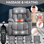 Fauteuil inclinable et massant à 8 points avec relevage électrique en chenille, chauffage de la taille, ports USB et porte-gobelet en acier inoxydable