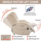 Fauteuil inclinable et massant à 8 points avec relevage électrique en chenille, chauffage de la taille, ports USB et porte-gobelet en acier inoxydable