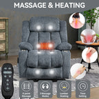Fauteuil inclinable et massant à 8 points avec relevage électrique en chenille, chauffage de la taille, ports USB et porte-gobelet en acier inoxydable