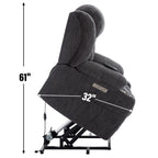 Fauteuil inclinable et massant à 8 points avec relevage électrique en chenille, chauffage de la taille, ports USB et porte-gobelet en acier inoxydable