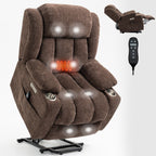 Fauteuil inclinable et massant à 8 points avec relevage électrique en chenille, chauffage de la taille, ports USB et porte-gobelet en acier inoxydable