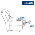 Fauteuil inclinable et massant à 8 points avec relevage électrique en chenille, chauffage de la taille, ports USB et porte-gobelet en acier inoxydable