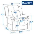 Fauteuil inclinable et massant à 8 points avec relevage électrique en chenille, chauffage de la taille, ports USB et porte-gobelet en acier inoxydable
