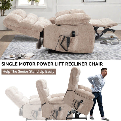 Fauteuil inclinable électrique Chenille pour grands et grands avec massage, chauffage, deux moteurs et inclinaison à 180°