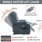 Fauteuil inclinable électrique Chenille avec massage, chauffage, port USB, Type-C et porte-gobelets