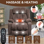 Fauteuil inclinable électrique Chenille avec massage, chauffage, port USB, Type-C et porte-gobelets