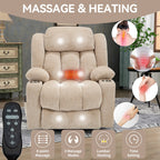 Fauteuil inclinable électrique Chenille avec massage, chauffage, port USB, Type-C et porte-gobelets