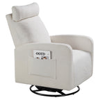 Fauteuil inclinable manuel pivotant à 360°, rembourré en chenille, avec coussin épais et poches latérales