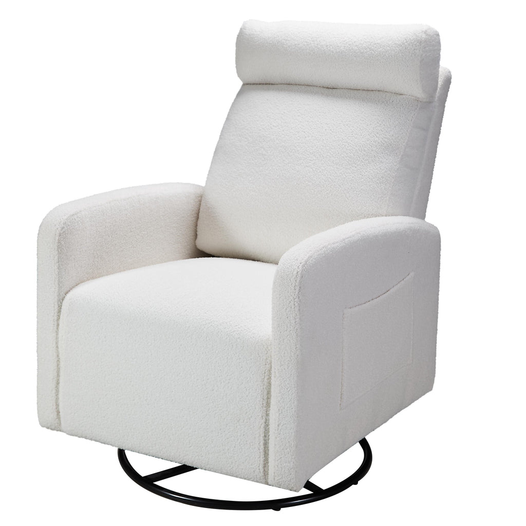 Fauteuil inclinable manuel pivotant à 360°, rembourré en chenille, avec coussin épais et poches latérales