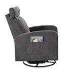 Fauteuil inclinable manuel pivotant à 360°, rembourré en chenille, avec coussin épais et poches latérales