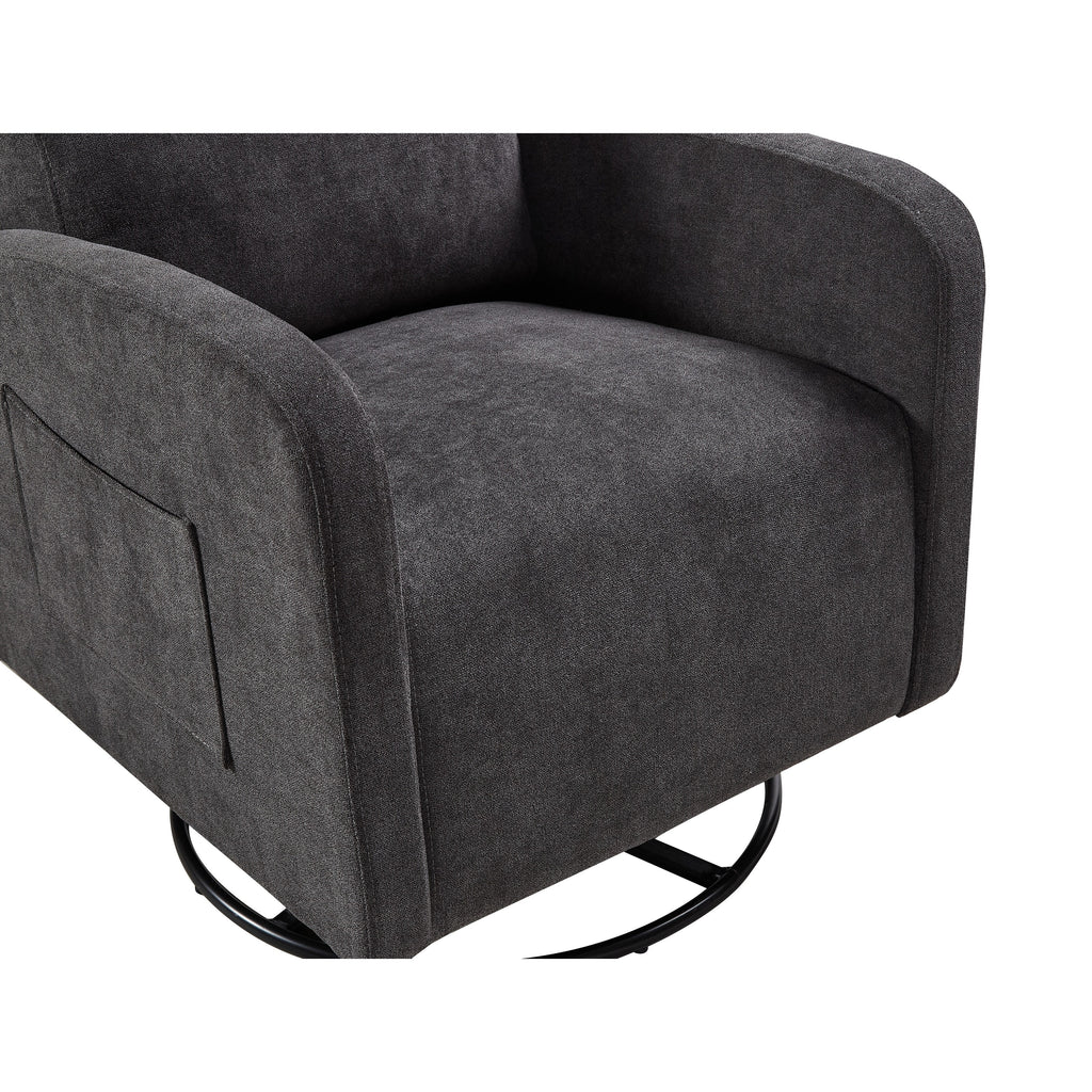 Fauteuil inclinable manuel pivotant à 360°, rembourré en chenille, avec coussin épais et poches latérales