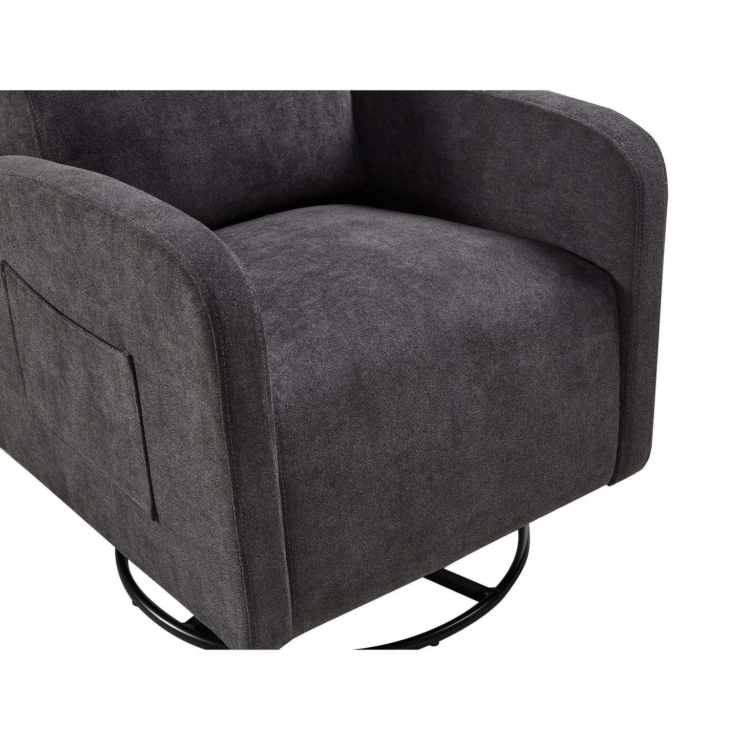 Fauteuil inclinable manuel pivotant à 360°, rembourré en chenille, avec coussin épais et poches latérales