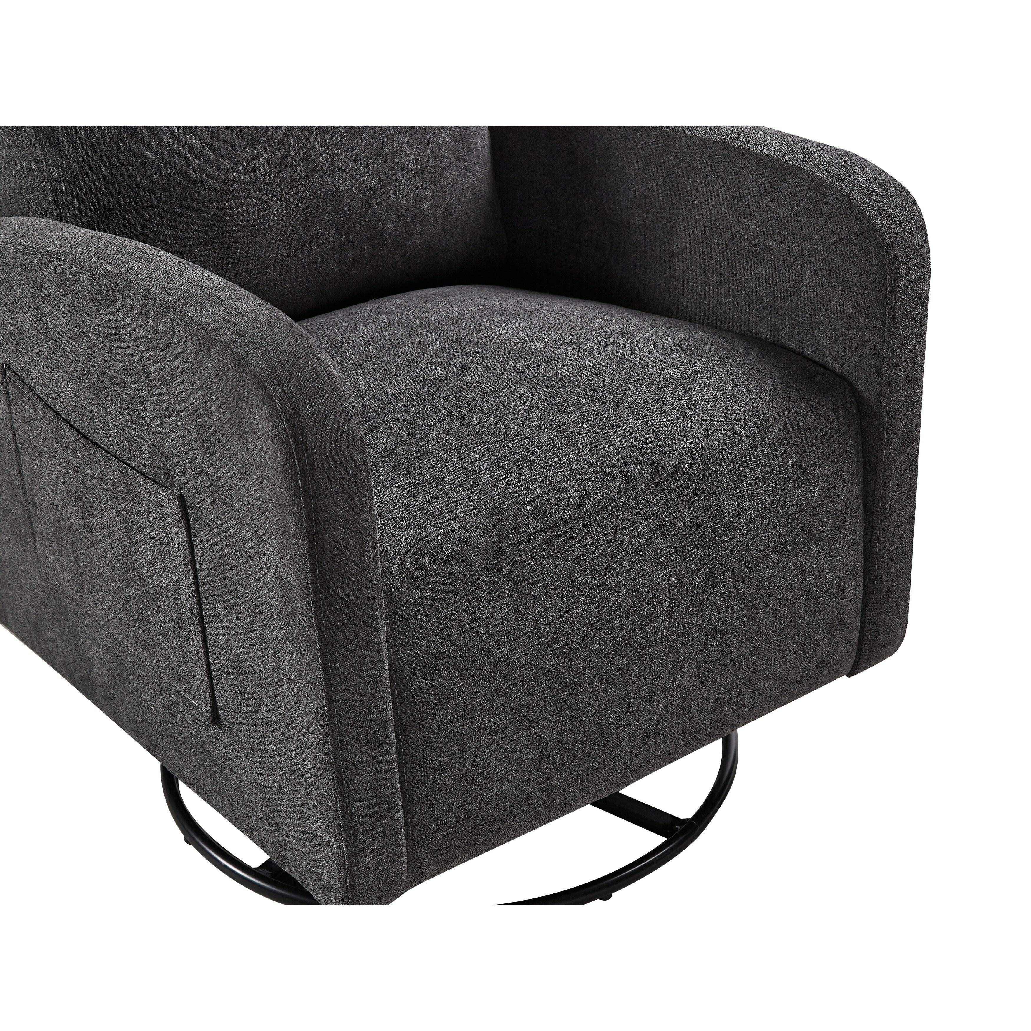 Fauteuil inclinable manuel pivotant à 360°, rembourré en chenille, avec coussin épais et poches latérales