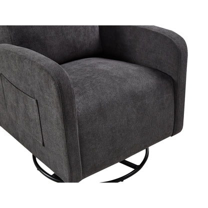 Fauteuil inclinable manuel pivotant à 360°, rembourré en chenille, avec coussin épais et poches latérales