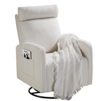 Fauteuil inclinable manuel pivotant à 360°, rembourré en chenille, avec coussin épais et poches latérales