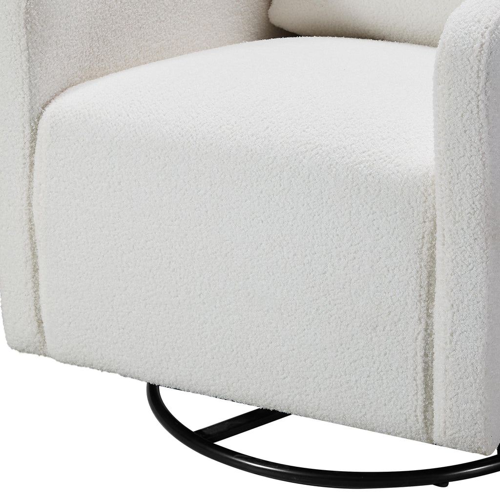 Fauteuil inclinable manuel pivotant à 360°, rembourré en chenille, avec coussin épais et poches latérales