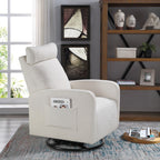 Fauteuil inclinable manuel pivotant à 360°, rembourré en chenille, avec coussin épais et poches latérales