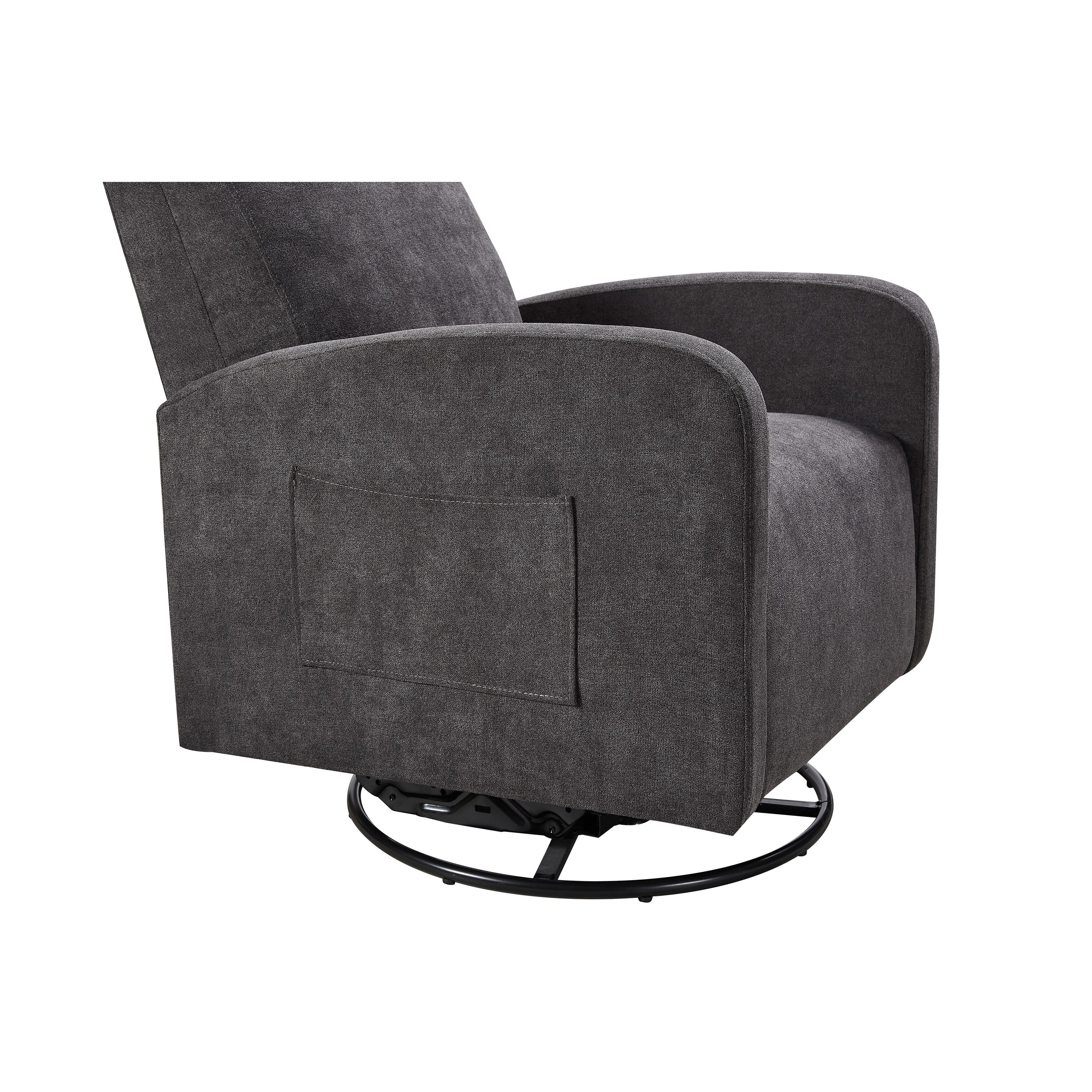 Fauteuil inclinable manuel pivotant à 360°, rembourré en chenille, avec coussin épais et poches latérales