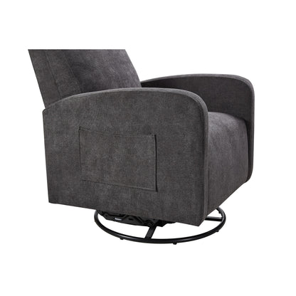 Fauteuil inclinable manuel pivotant à 360°, rembourré en chenille, avec coussin épais et poches latérales