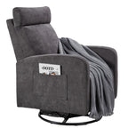Fauteuil inclinable manuel pivotant à 360°, rembourré en chenille, avec coussin épais et poches latérales