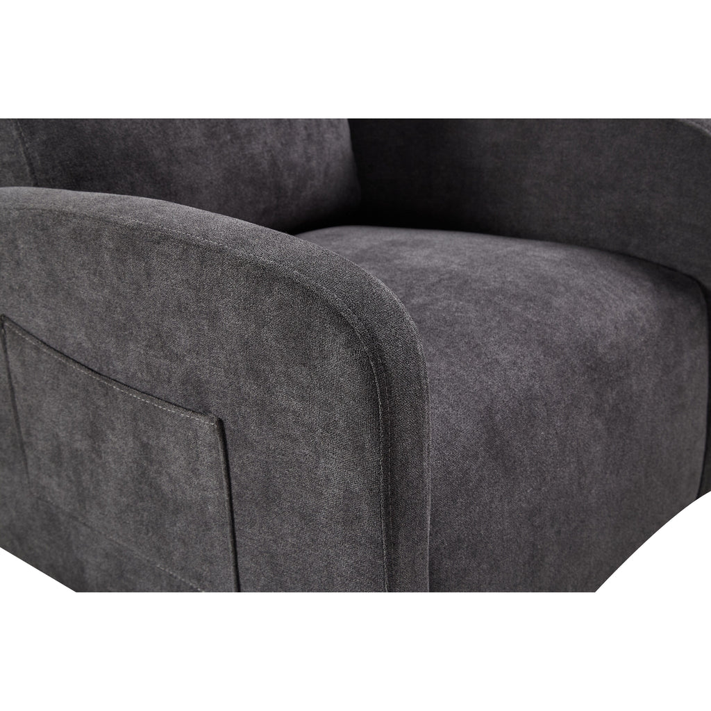 Fauteuil inclinable manuel pivotant à 360°, rembourré en chenille, avec coussin épais et poches latérales