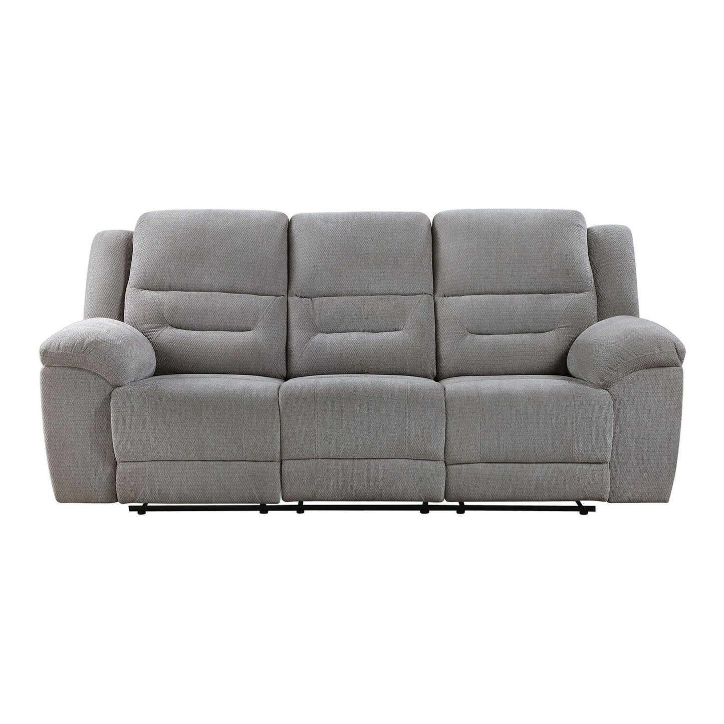 Canapé inclinable manuel rembourré en chenille avec accoudoirs coussinés, gris