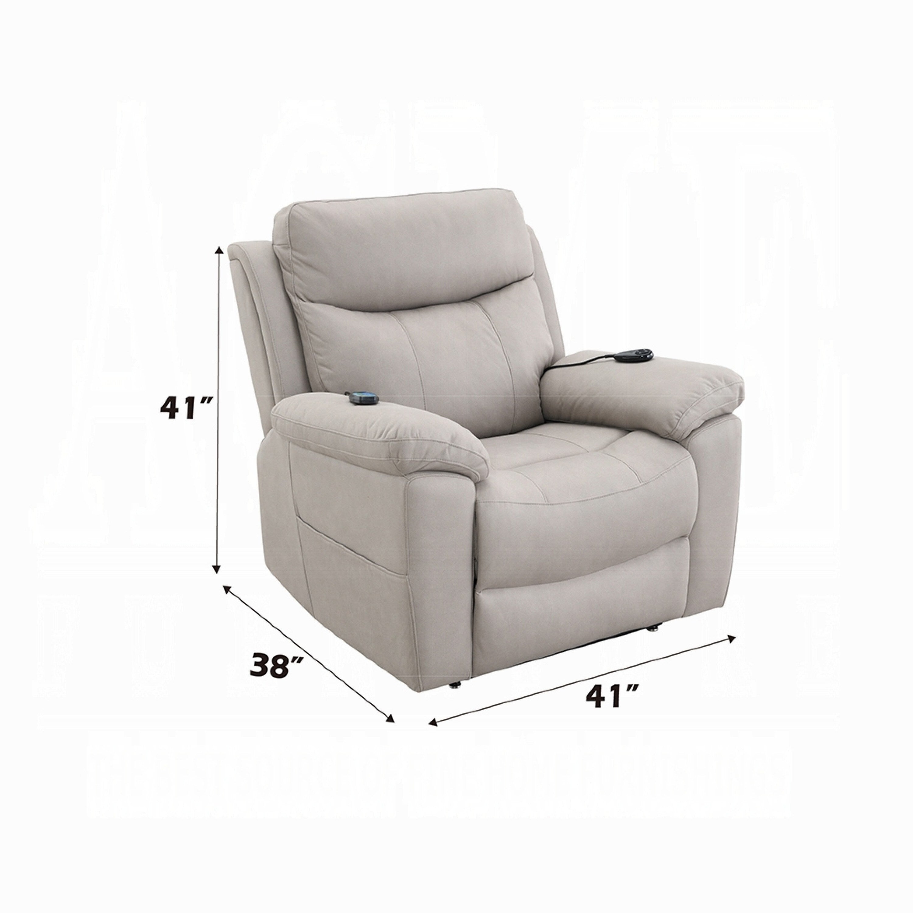 Fauteuil releveur et inclinable Cheru Power Motion avec massage chauffant, gris