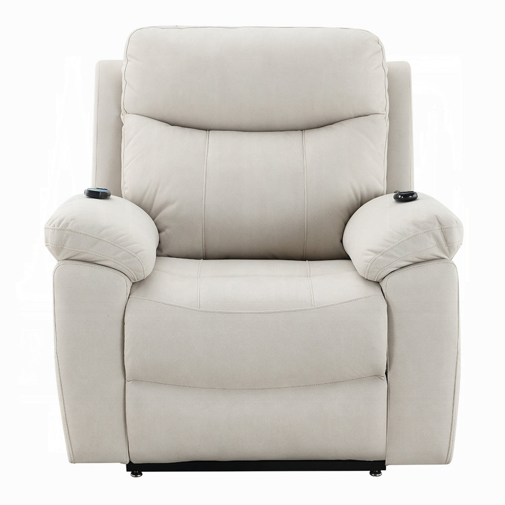 Fauteuil releveur et inclinable Cheru Power Motion avec massage chauffant, ivoire
