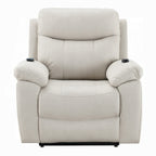Fauteuil releveur et inclinable Cheru Power Motion avec massage chauffant, ivoire