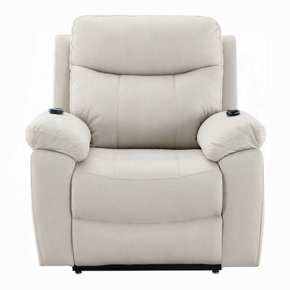 Fauteuil releveur et inclinable Cheru Power Motion avec massage chauffant, ivoire