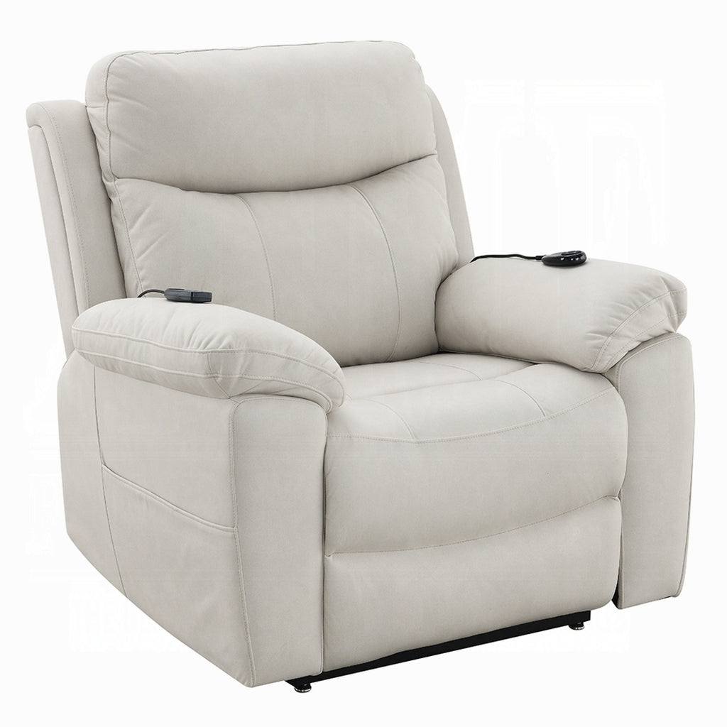 Fauteuil releveur et inclinable Cheru Power Motion avec massage chauffant, ivoire