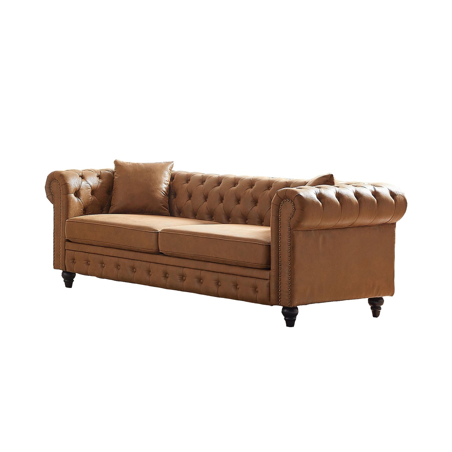 Canapé 3 places Chesterfield 85.5 en tissu technique avec coussins