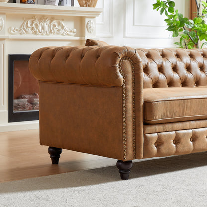 Canapé 3 places Chesterfield 85.5 en tissu technique avec coussins