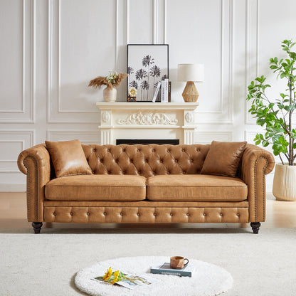 Canapé 3 places Chesterfield 85.5 en tissu technique avec coussins