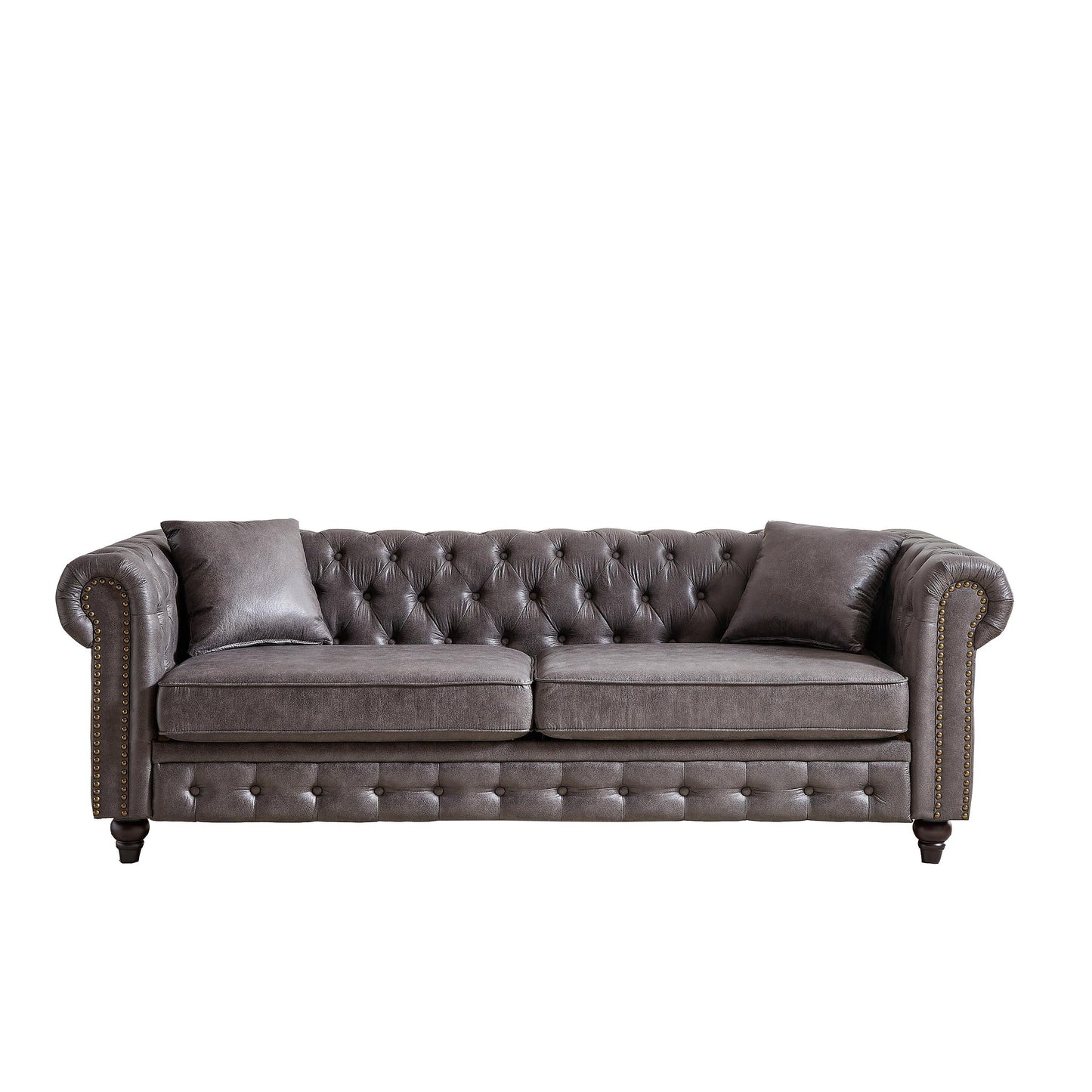 Canapé 3 places Chesterfield 85.5 en tissu technique avec coussins