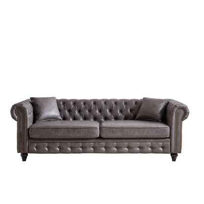 Canapé 3 places Chesterfield 85.5 en tissu technique avec coussins