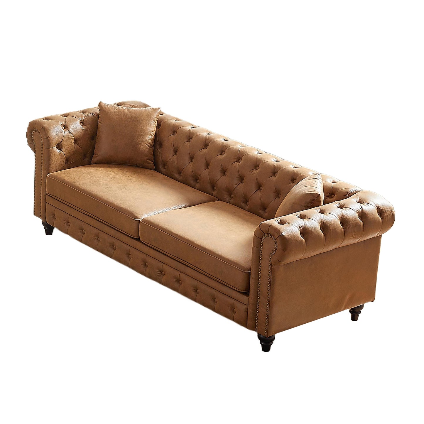 Canapé 3 places Chesterfield 85.5 en tissu technique avec coussins