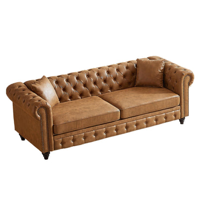 Canapé 3 places Chesterfield 85.5 en tissu technique avec coussins