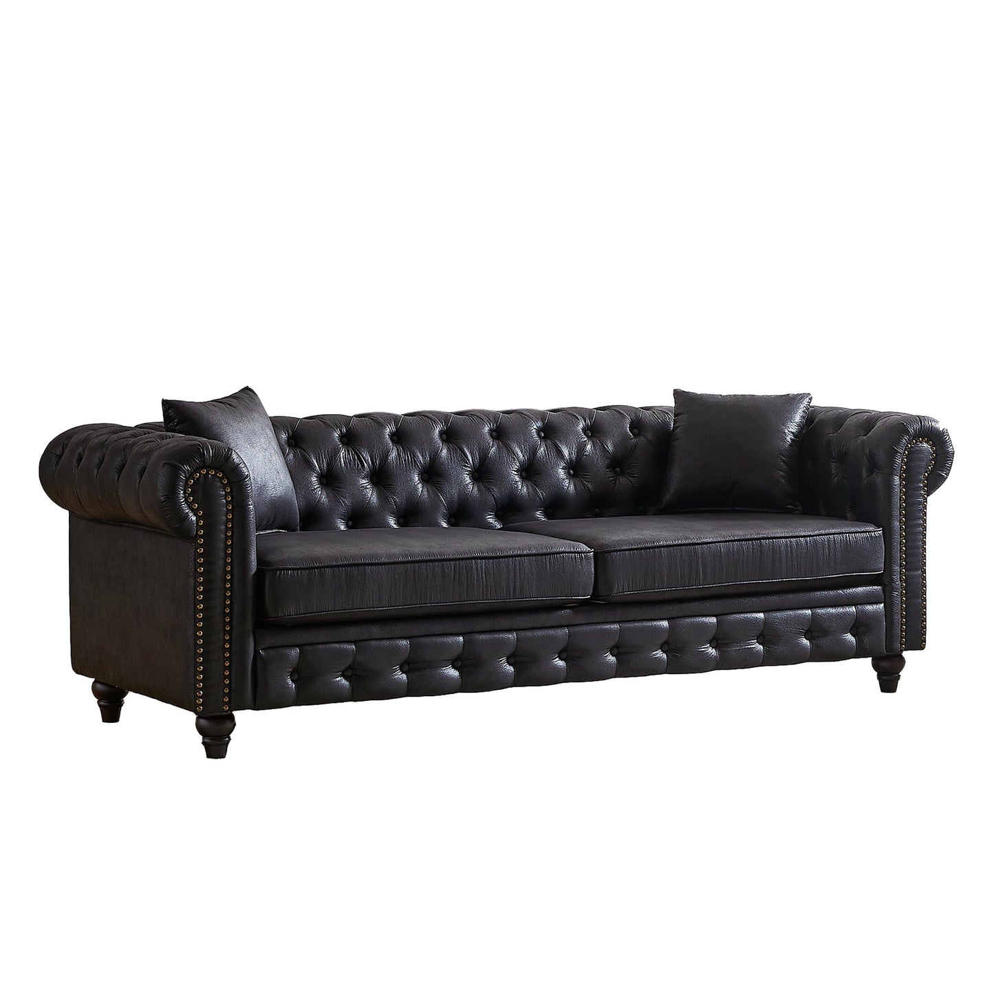 Canapé 3 places Chesterfield 85.5 en tissu technique avec coussins