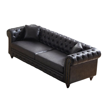 Canapé 3 places Chesterfield 85.5 en tissu technique avec coussins